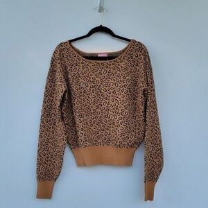 Le Rumi Cheetah Leopard Print Long Sleeve Sweater Size Small